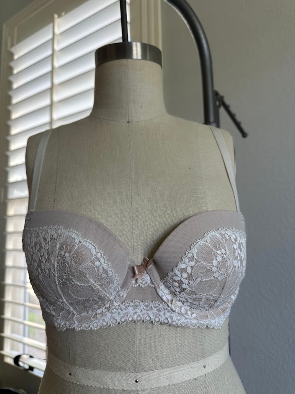 Victoria's Secret Lace Bra Mauve Nude Mesh Push Up 32A